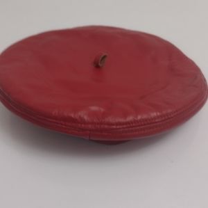 Vintage Genuine Leather Red Beret